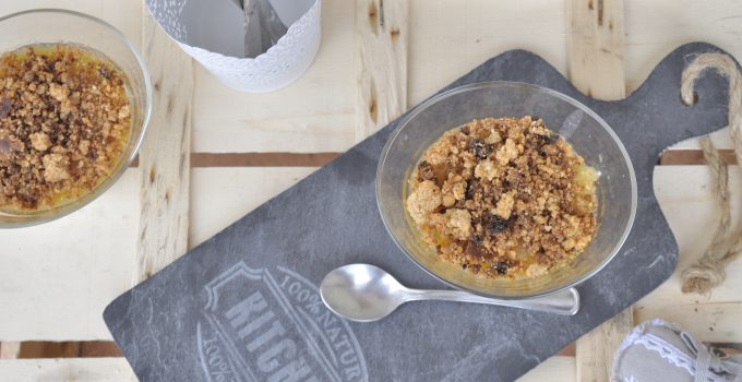 Panna cotta con crumble di mele